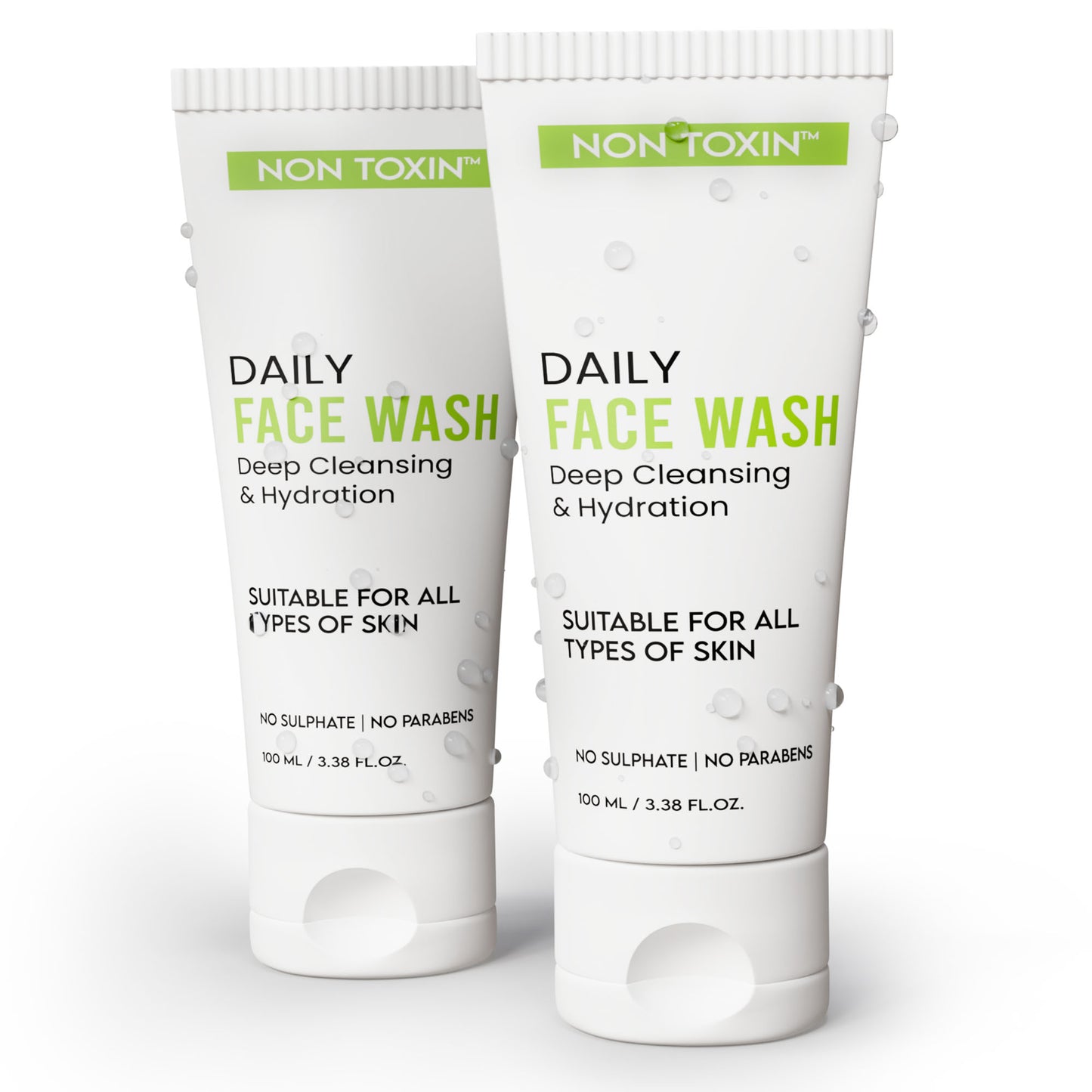 Non Toxin Daily Face Wash – With Aloe Vera, Green Tea, Neem, Hibiscus & Cucumber – Gentle Cleanser for All Skin Types – SLS & Paraben Free – 100 ml